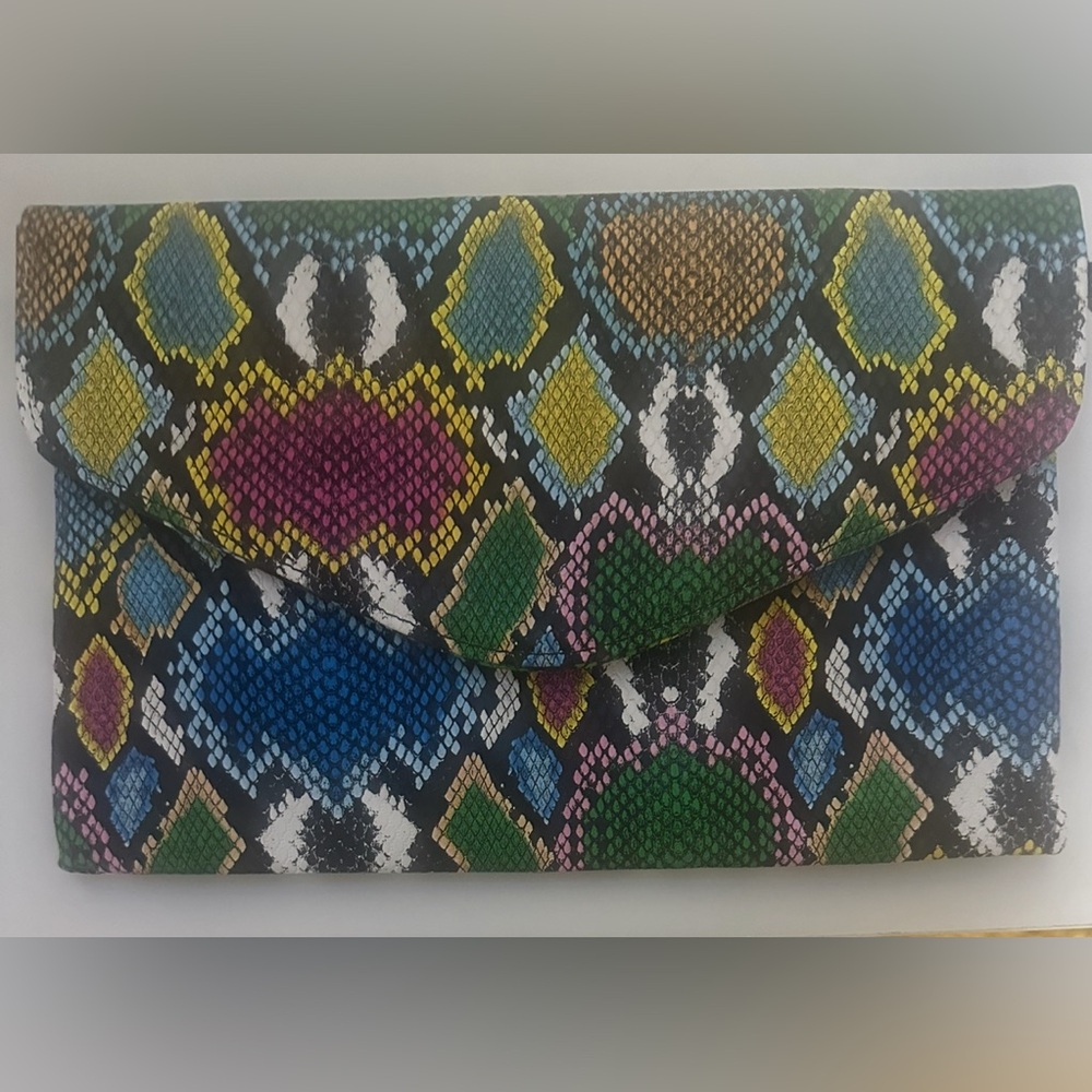 Colorful Snakeskin Clutch
